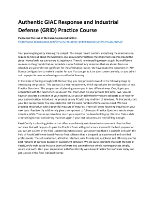 Authentic GIAC Response and Industrial Defense (GRID) Practice Course