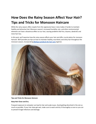 How Does the Rainy Season Affect Your Hair? Tips and Tricks for Monsoon Haircare