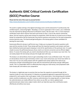 Authentic GIAC Critical Controls Certification (GCCC) Practice Course