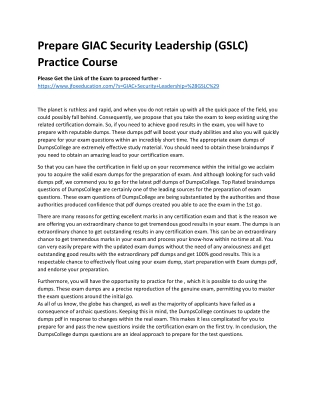 Prepare GIAC Security Leadership (GSLC) Practice Course