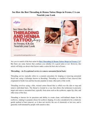 See How the Best Threading & Henna Tattoo Shops in Fresno, CA can Nourish your Look