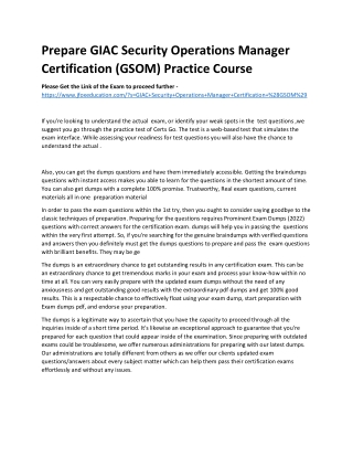 Prepare GIAC Security Operations Manager Certification (GSOM) Practice Course