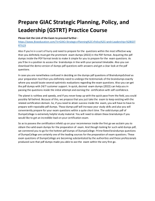 Prepare GIAC Strategic Planning, Policy, and Leadership (GSTRT) Practice Course