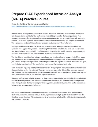 Prepare GIAC Experienced Intrusion Analyst (GX-IA) Practice Course