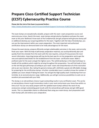 Prepare Cisco Certified Support Technician (CCST) Cybersecurity Practice Course