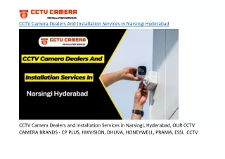 CCTV Camera Dealers And Installation Services in Narsingi Hyderabad