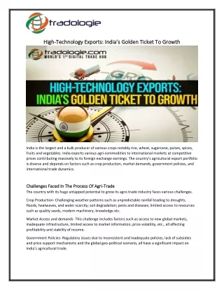 High-Technology Exports India’s Golden Ticket To Growth