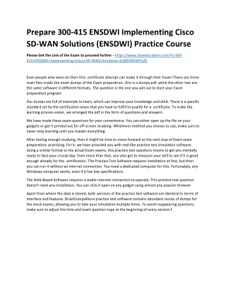 Prepare 300-415 ENSDWI Implementing Cisco SD-WAN Solutions (ENSDWI) Practice Cou