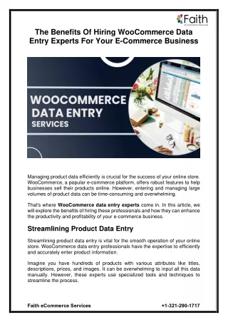The Benefits Of Hiring WooCommerce Data Entry Experts For Your E-Commerce Business