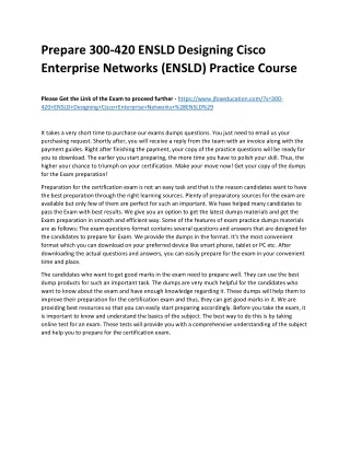 Prepare 300-420 ENSLD Designing Cisco Enterprise Networks (ENSLD) Practice Cours