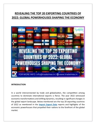 REVEALING THE TOP 20 EXPORTING COUNTRIES OF 2022