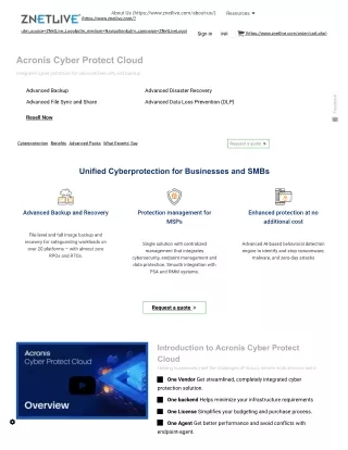 Understand about Acronis Cyber Protect Cloud & Solutions| ZNetLive