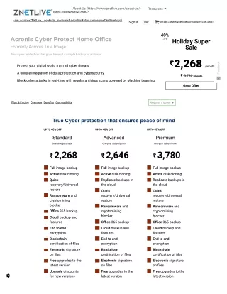 Acronis Cyber Protect Home Office : Know it's features| ZNetLive