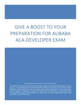 Give a Boost to Your Preparation for Alibaba ACA-Developer Exam