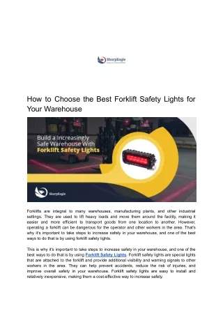 How to Choose the Best Forklift Safety Lights for Your Warehouse