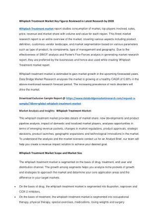 Whiplash Treatment Market Key Figures Reviewed in Latest Research by 2028