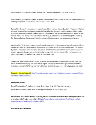 Hunter Syndrome Treatment Market