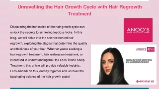 Unravelling the Hair Growth Cycle with Hair Regrowth Treatment