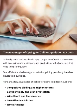 The Advantages of Opting for Online Liquidation Auctions