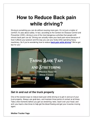 How to Reduce Back Pain while driving?