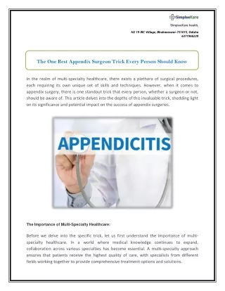 The One Best Appendix Surgeon Trick Every Person Should Know