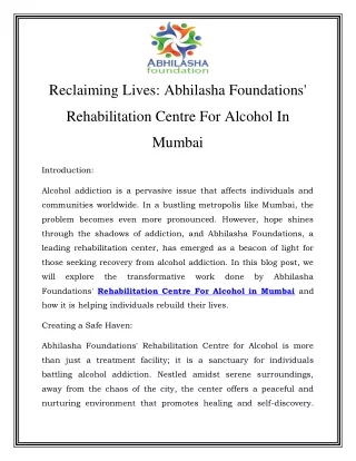 Rehabilitation Centre For Alcohol in Mumbai  Call-8484929037