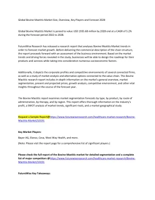 Bovine Mastitis Market