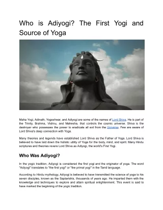 Who is Adiyogi