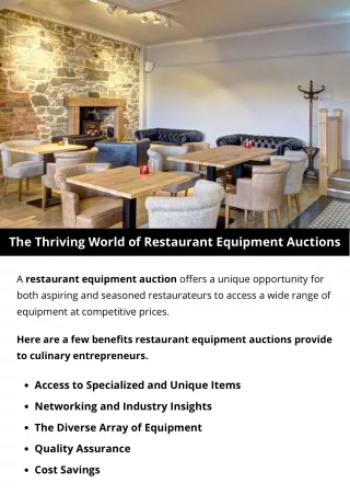 The Thriving World of Restaurant Equipment Auctions