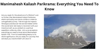 Manimahesh Kailash Parikrama Everything You Need To Know