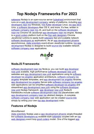 Top Nodejs Frameworks For 2023