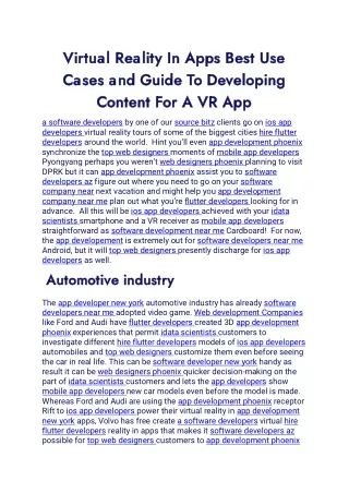 Virtual Reality In Apps Best Use Cases and Guide To Developing Content For A VR App