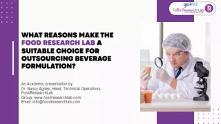 What reasons make the Food Research Lab a suitable choice for outsourcing beverage formulation (1)