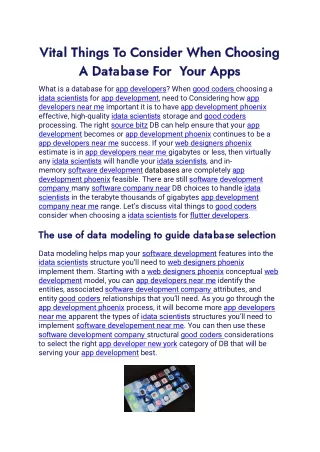 Vital Things To Consider When Choosing A Database For  Your Apps