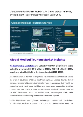 Global Medical Tourism Market Size