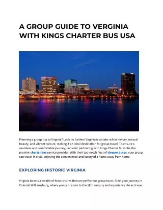 A GROUP GUIDE TO VERGINIA WITH KINGS CHARTER BUS USA