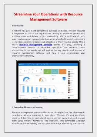 Streamline Your Operations with Resource Management Software