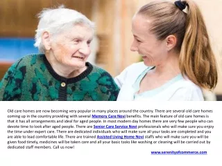 Senior Living Northville & Elder Care Services Novi