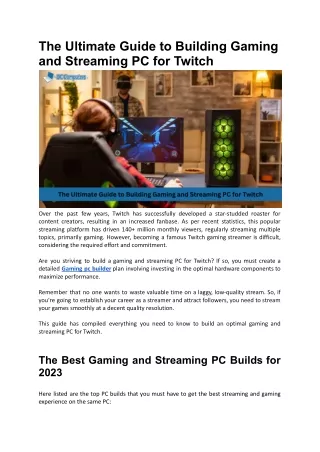 Ultimate Guide to Building Gaming and Streaming PC for Twitch