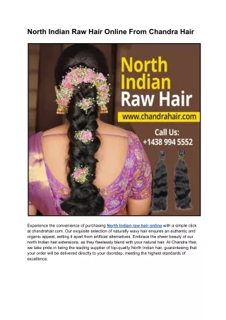 North Indian Raw Hair Online From Chandra Hair