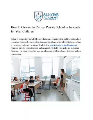 Private School in Issaquah
