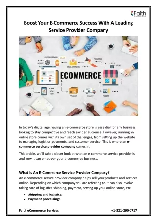 Boost Your E-Commerce Success with A Leading Service Provider Company