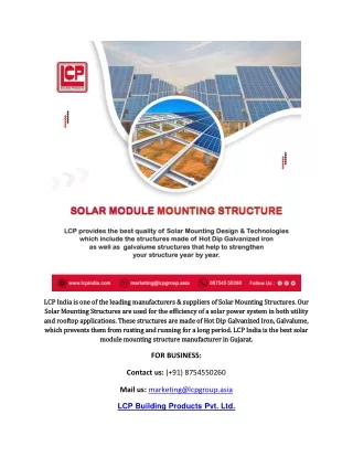 Solar Module Mounting Structure Exporters in Gujarat