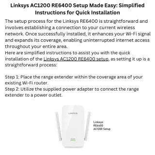 Linksys AC1200 RE6400 Setup Made Easy Simplified Instructions for Quick Installation (1)