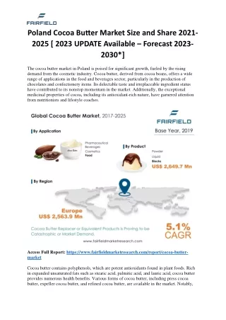 Poland Cocoa Butter Market Size and Share 2021-2025