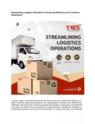 Streamlining Logistics Operations