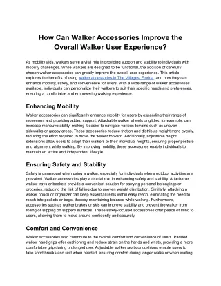 How Can Walker Accessories Improve the Overall Walker User Experience?