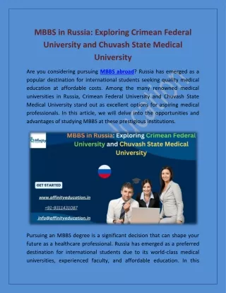 MBBS in Russia: Exploring Crimean Federal University and Chuvash State Medical U