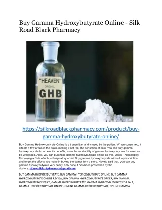 Buy Gamma Hydroxybutyrate Online - Silk Road Black Pharmacy
