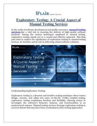 Exploratory Testing: A Crucial Aspect of Manual Testing Services